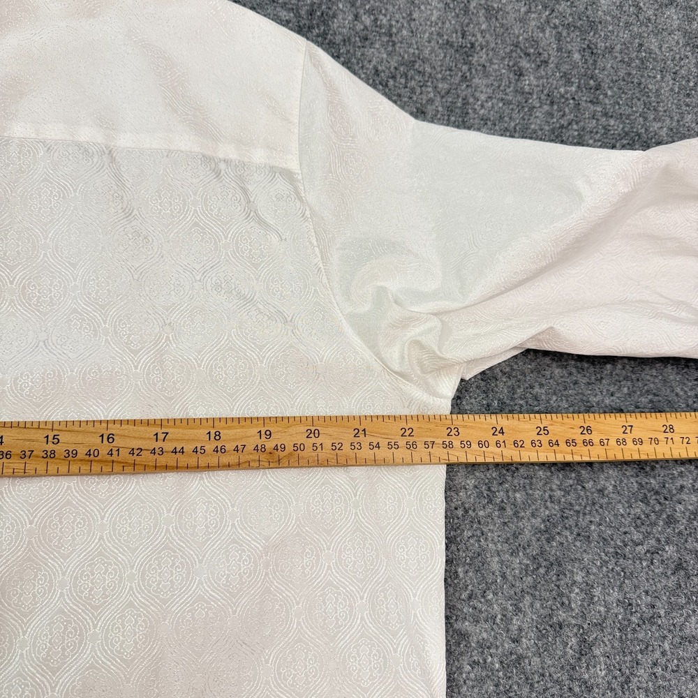 Foxcroft Womens Button Up Shirt Size 16 Shaped Fit White Jaquard Wrinkle Free - Picture 14 of 16